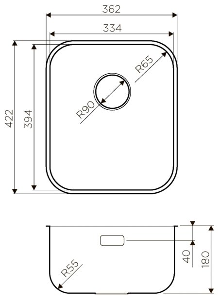 Врезная кухонная мойка Omoikiri Omi 36-U-IN, фото 2