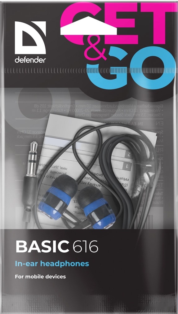 Наушники Defender Basic 616 (синий/черный) [63616], фото 2