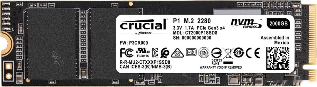 SSD Crucial P1 2TB CT2000P1SSD8, фото 1