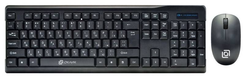 Клавиатура Oklick 230 M Wireless Keyboard & Optical Mouse Black USB, фото 1