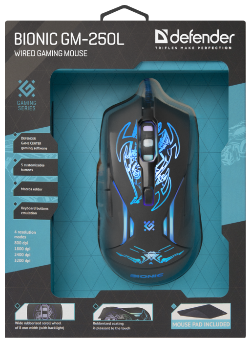 Мышь Defender Bionic GM-250L Black USB, фото 4