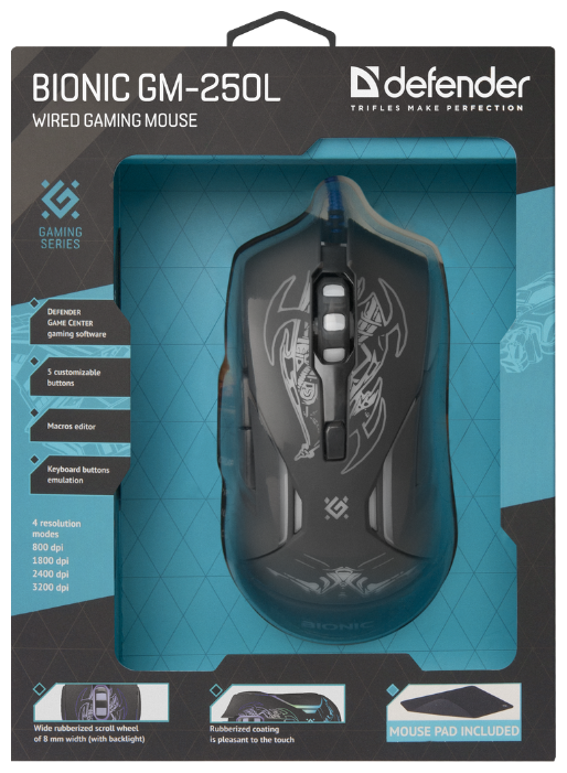 Мышь Defender Bionic GM-250L Black USB, фото 5