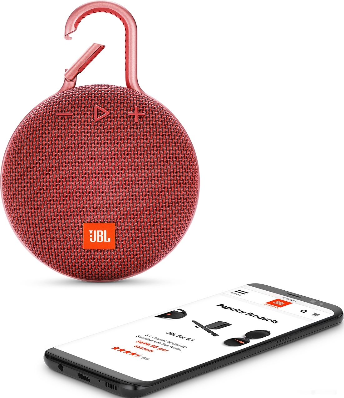 Беспроводная колонка JBL Clip 3 (красный), фото 5