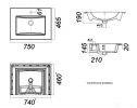 Умывальник SANITA LUXE Quadro 75 75x46.5