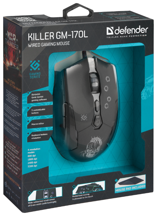 Мышь Defender Killer GM-170L Black USB, фото 7