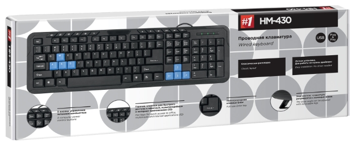 Клавиатура Defender HM-430 RU Black USB, фото 2