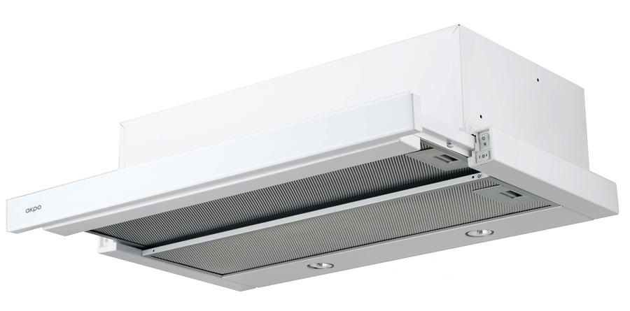 Вытяжка телескопическая AKPO Light Eco Glass 50 WK-7 (белое стекло), фото 1