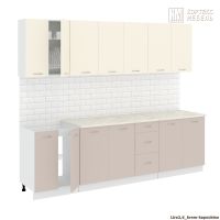 Готовая кухня Кортекс-мебель Корнелия Лира 2.6м (крем/капучино/мадрид)