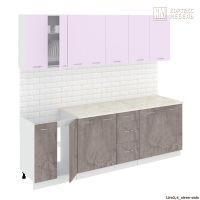 Готовая кухня Кортекс-мебель Корнелия Лира 2.4м (сирень/оникс/королевский опал)
