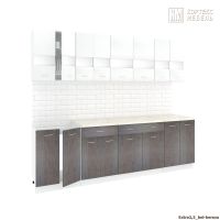Готовая кухня Кортекс-мебель Корнелия Экстра 2.5м (белый/береза/марсель)