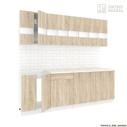 Готовая кухня Кортекс-мебель Корнелия Экстра 2.4м (дуб сонома/марсель)