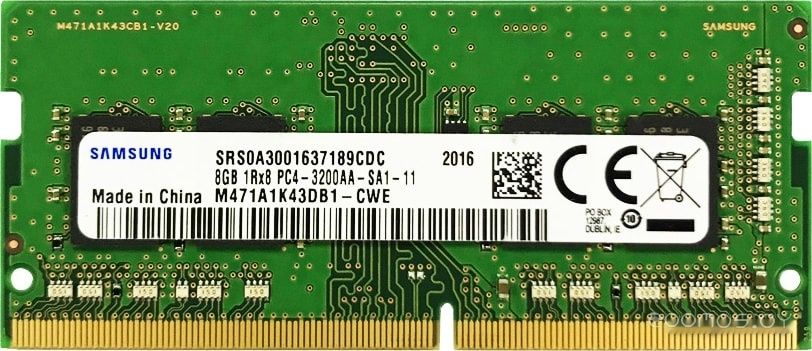 Оперативная память Samsung 8GB DDR4 SODIMM PC4-25600 M471A1K43DB1-CWE, фото 1