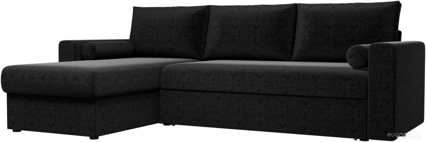 Угловой диван Mio Tesoro Верона левый (микровельвет, черный)