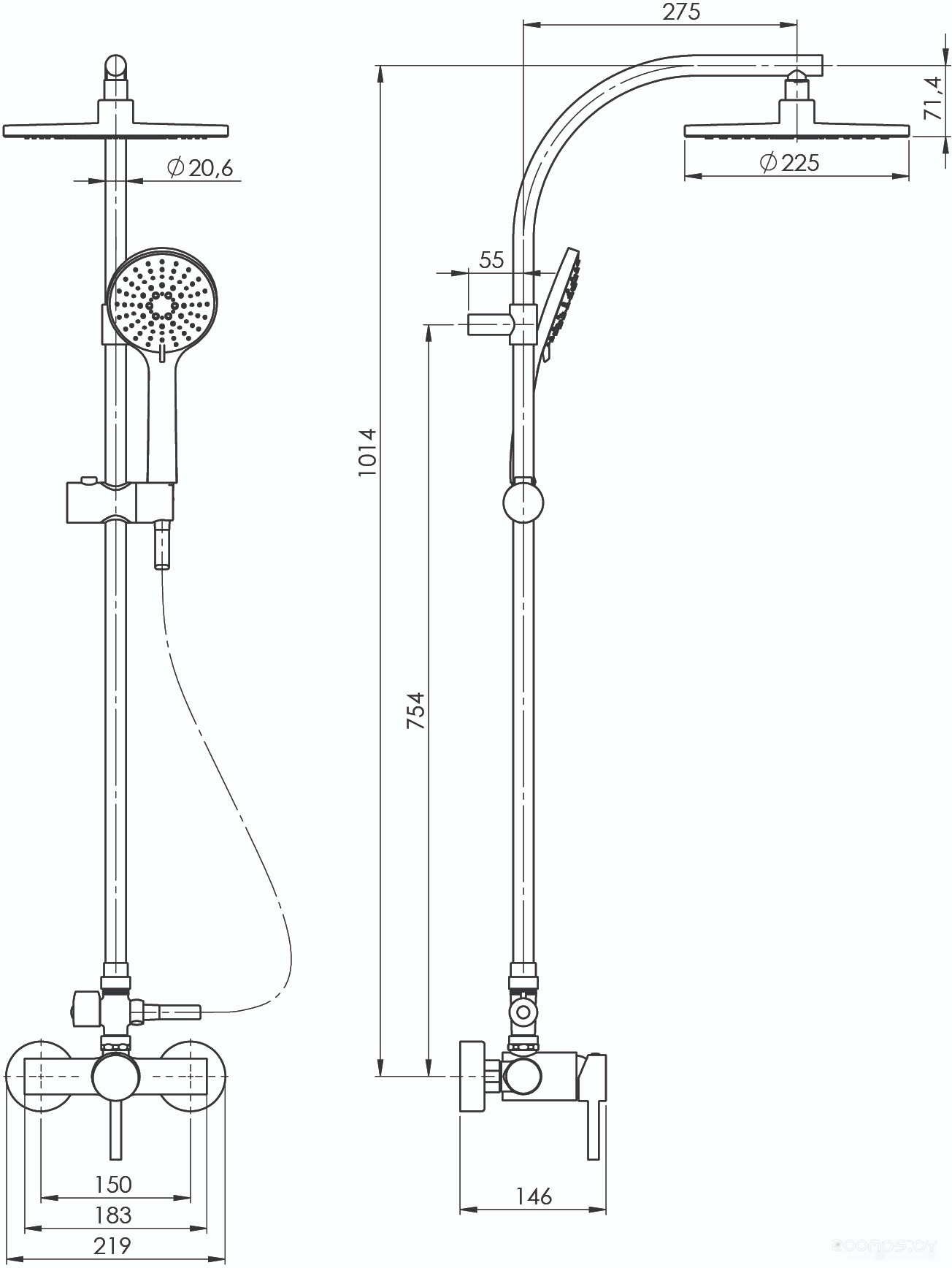 Душевая система Rubineta Dina Ultra-15 625027, фото 4