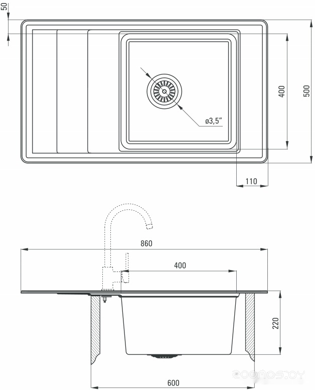 Кухонная мойка Deante Bolero ZHB 0113, фото 2
