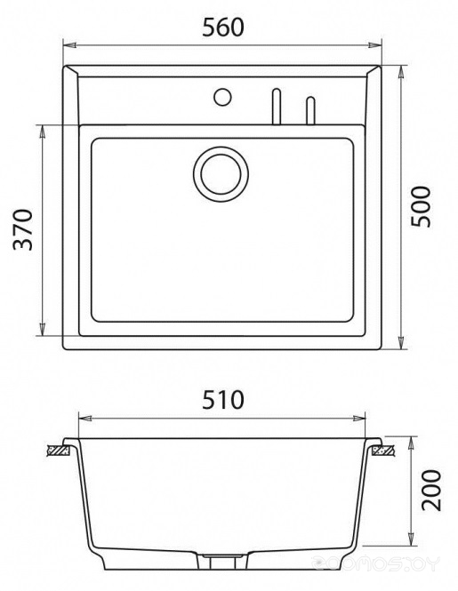 Кухонная мойка GranFest Quadro GF-Q560 (Black), фото 2