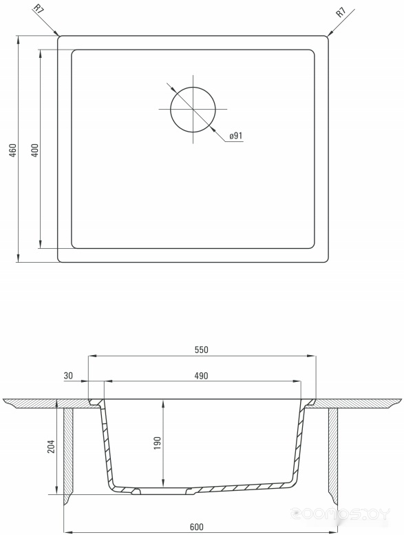Кухонная мойка Deante Corda Flush ZQA A10F, фото 2