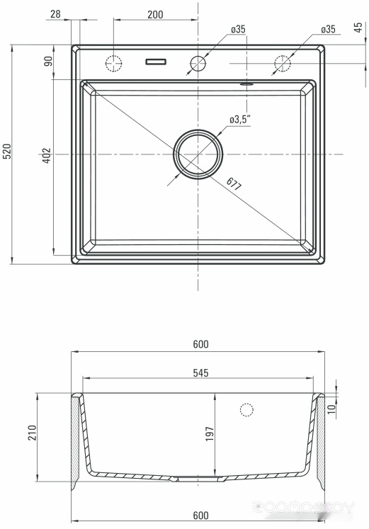 Кухонная мойка Deante Andante ZQN G103 (графитовый металлик), фото 2