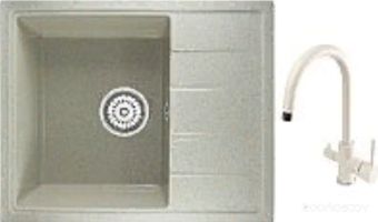 Кухонная мойка Berge BR-5850 + Spring 3509L (Бежевый-Пирит)