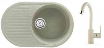 Кухонная мойка Berge BR-7301 + GR-3505 (Бежевый-Пирит)