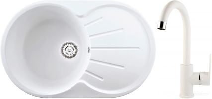 Кухонная мойка Berge BR-7501 + GR-3505 (Белый/Арктик)