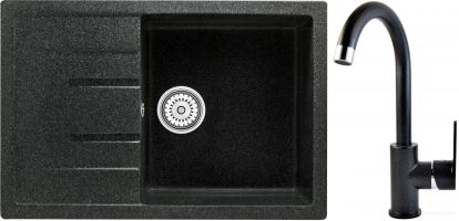 Кухонная мойка Berge BR-7603 + GR-3505 (Черный/Шварц)