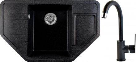 Кухонная мойка Berge BR-8050 + GR-3505 (Черный/Шварц)