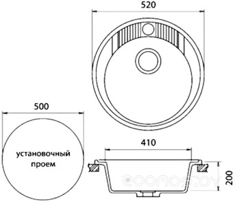 Кухонная мойка GranFest Rondo GF-R520 (бежевый), фото 2