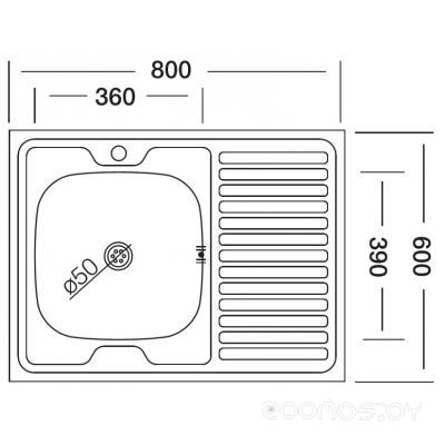 Мойка кухонная Kromevye EC 220 D (чаша слева), фото 2