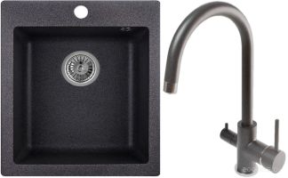 Кухонная мойка Granula GR-4201 + смеситель GR-3509L (графит)