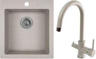 Кухонная мойка Granula GR-4201 + смеситель Spring 35-09L (базальт)