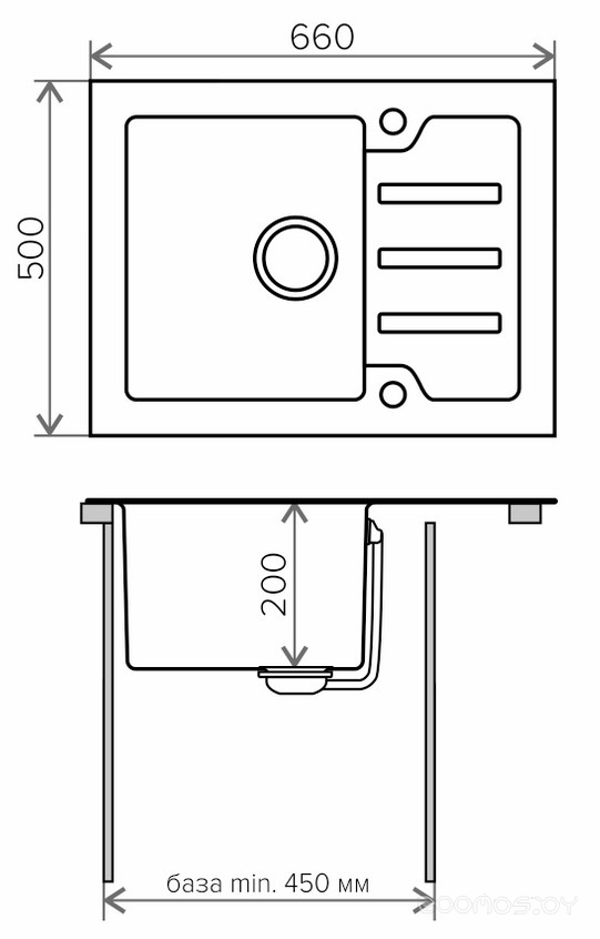 Мойка кухонная Tolero TG-660 (черное стекло), фото 3