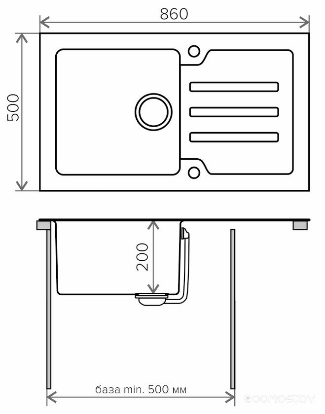 Мойка кухонная Tolero TG-860 (черное стекло), фото 2