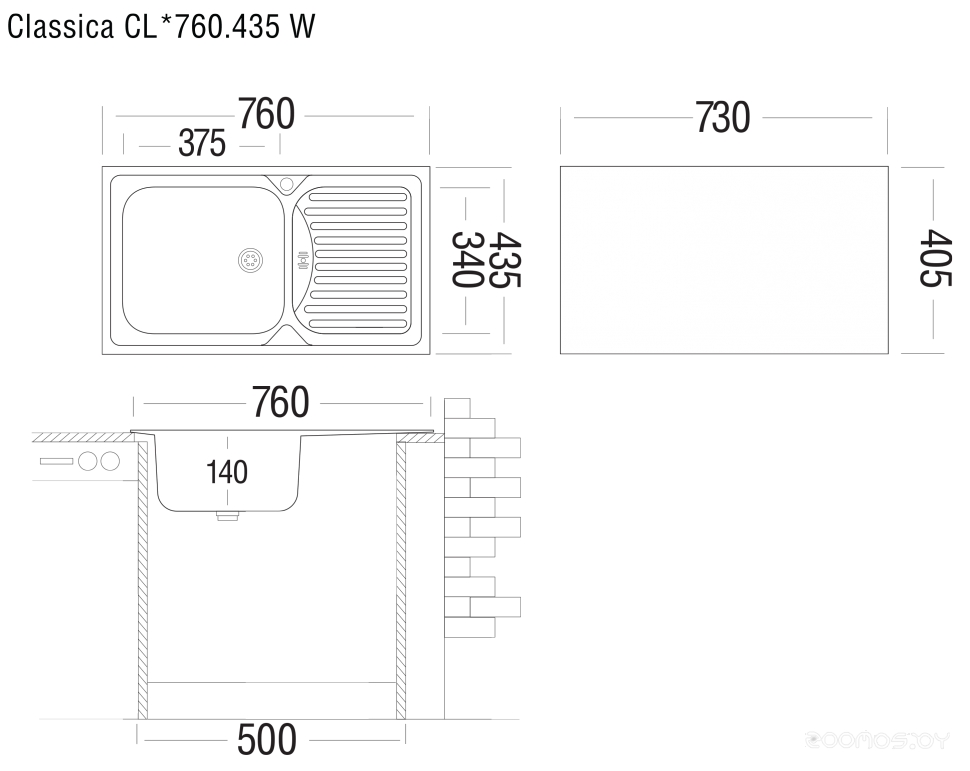Кухонная мойка Ukinox Классика CLL760.435 GW6K 2L, фото 2