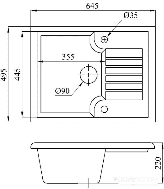 Кухонная мойка БелЭворс Compact R (Черный), фото 2