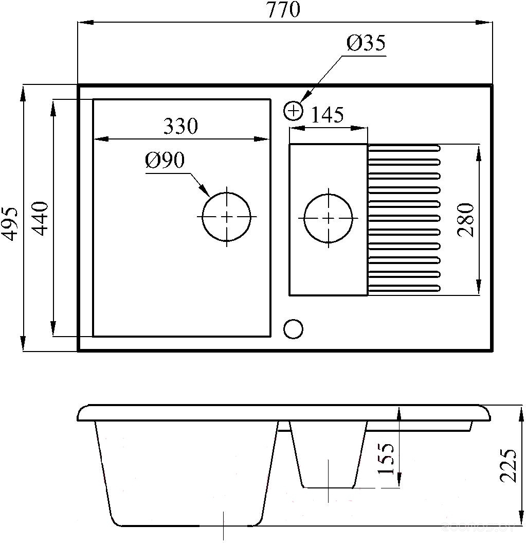 Врезная кухонная мойка БелЭворс FORMA R (Grey), фото 2