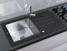 Мойка кухонная Tolero TG-860 (черное стекло)