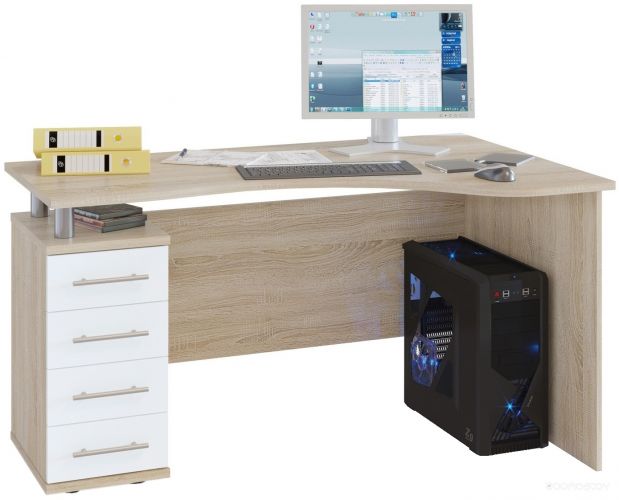 Компьютерный стол Сокол КСТ-104.1 левый (дуб сонома/белый)