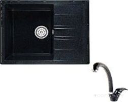 Мойка кухонная Berge BG-6502 + GR-4003 (Черный глянец-шварц)
