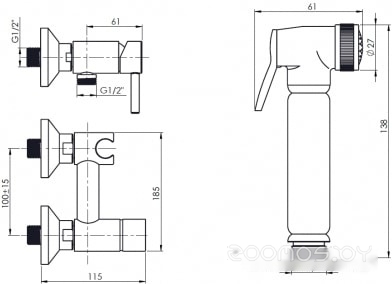 Гигиенический душ Rubineta Bide Onyx 625116, фото 4
