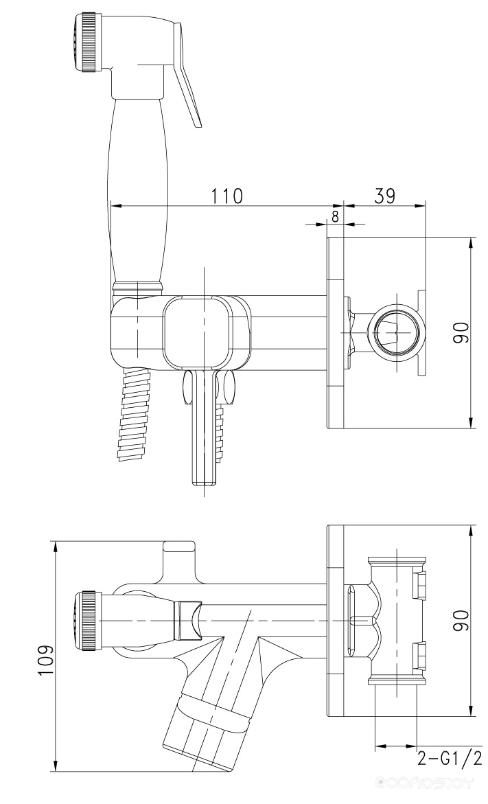 Гигиенический душ Lemark Solo LM7165B со смесителем, С ВНУТРЕННЕЙ ЧАСТЬЮ, фото 2