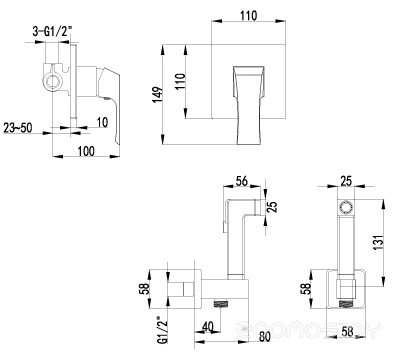 Гигиенический душ Lemark Unit LM4519C со смесителем, фото 2