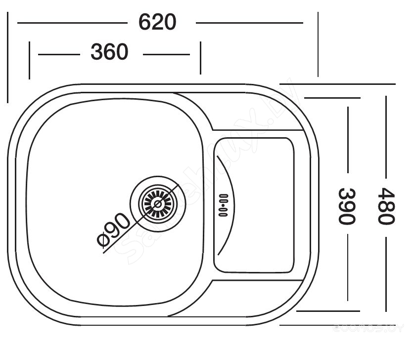 Кухонная мойка Kromevye EC 254 D, фото 2
