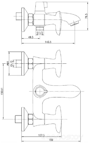 Смеситель IDDIS Copter COPSB02I02WA для ванны с душем, фото 5