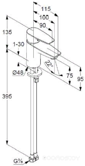 Смеситель Kludi Pure&Solid 340280575 для раковины, фото 2