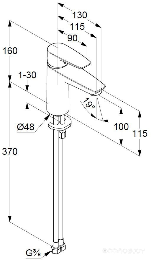 Смеситель Kludi Pure&Solid 342920575 для раковины, фото 5