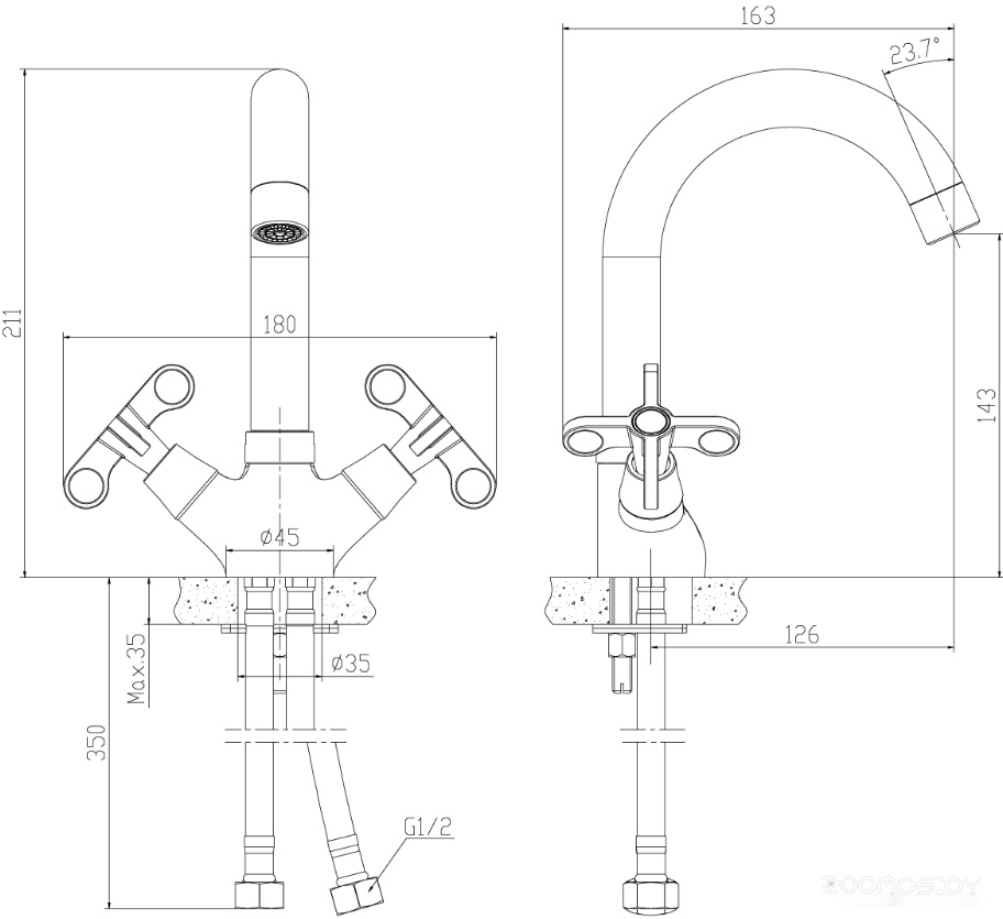 Смеситель Rossinka Silvermix RS42-62, фото 2