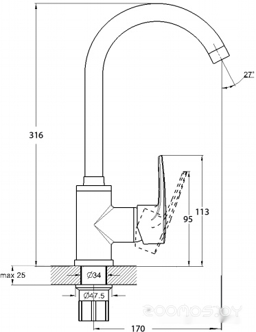 Смеситель Solone FAB4-A020, фото 2