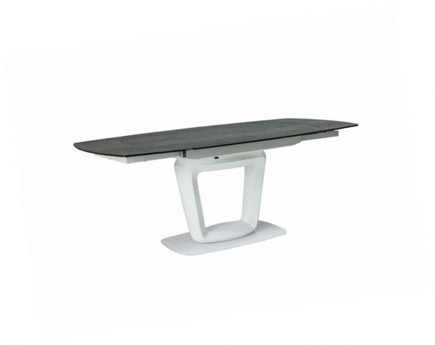Стол обеденный SIGNAL CLAUDIO CERAMIC 140 раскладной, серый/белый лак 140-200/100/76 NEW