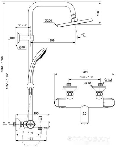 Душевая система Ideal Standard IdealRain Eco A6426AA, фото 2